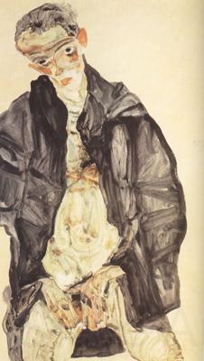 Egon Schiele Self-Portrait in Black Cloak (mk12) Norge oil painting art